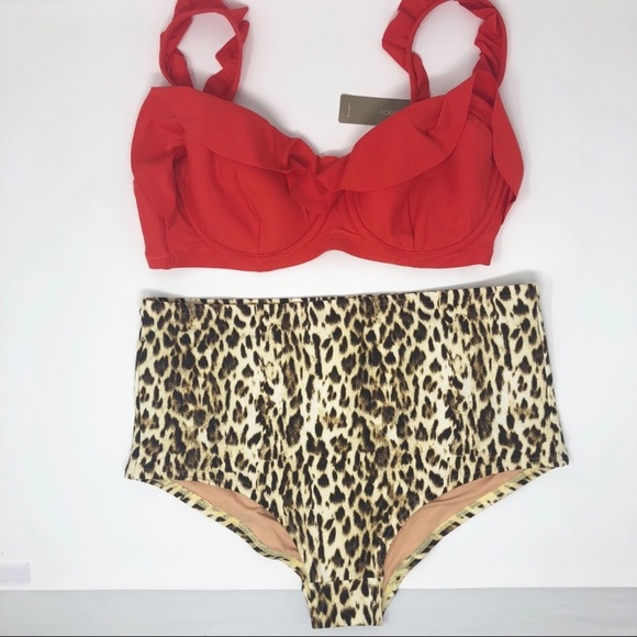 J. Crew Ruffle Underwire High-waist Leopard - Picture 5 of 7
